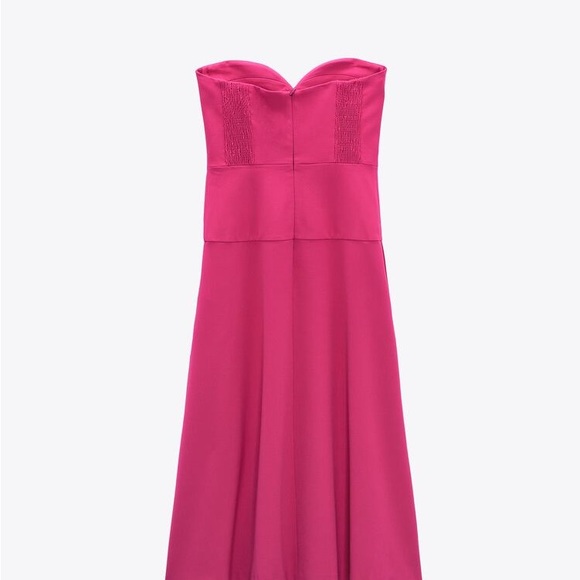 ZARA PINK BUSTIER MIDI DRESS - Picture 6 of 11